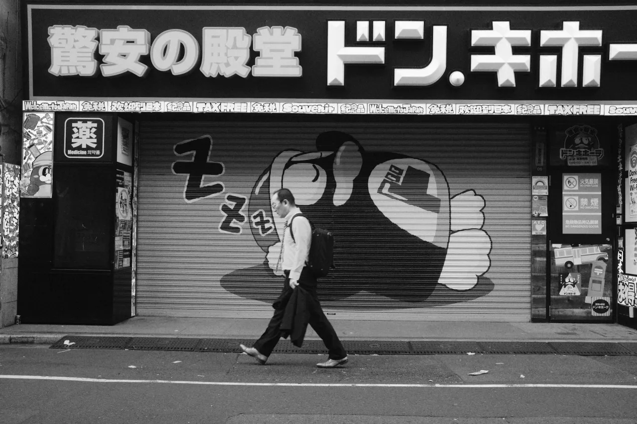 man walking through ueno